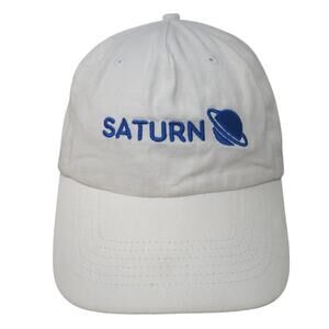 Saturn Strapback Baseball Cap White One Size Adjustable Embroidered Hit